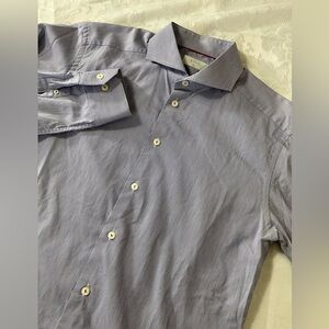 ETON Shirt Men’s Size 41/16 White Blue Striped Long Sleeve Spread Collar